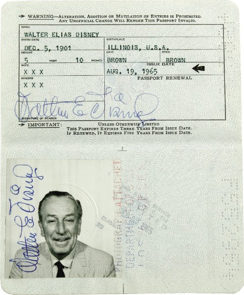 Walt Disney's passport