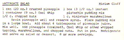 Watergate Salad recipe: if you recite it in front of a mirror three times, Nixon appears and bites your face off.